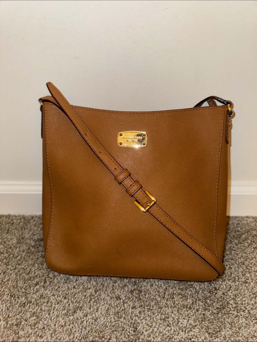 Michael Kors Cognac Saffiano Leather Crossbody Bag